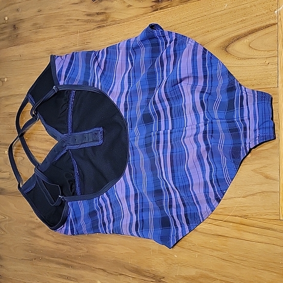 Converse small purple and black one piece daux button high cut bottom swimsuit - Picture 5 of 9